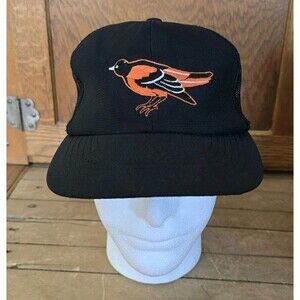 Vintage Baltimore Orioles Hat Cap Snap Back MLB Baseball Black Mesh ANNCO Mens